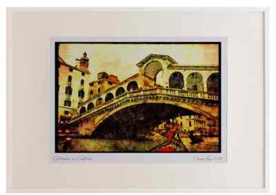 Italien 079049 Rialtobrücke Venedig A3 Bilderrahmen Aquarelldruck