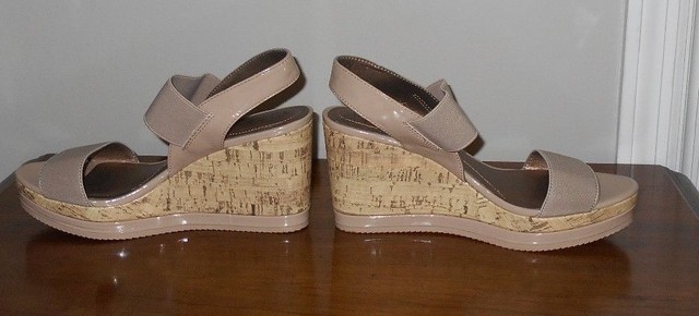 LifeStride Elusive Tan Patent Elastic Strap Cork Platform Wedge Sandal 8.5M NWOB | eBay