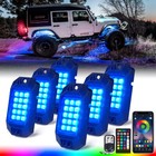 6 Pods Rgb Rock Light Underglow Neon Lights Kit Bluetooth & Remote For Atv Utv