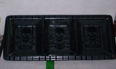   222 FIFTH Skull & Cross Bones Divided Serving Tray POISON RIP DANGER NEW