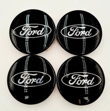 Oem Ford Oval 2.5 Polished Black Center Cap - Set Of 4 - Fl34-1a096-hb