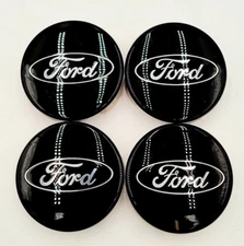 OEM Ford Oval 2.5" Polished Black Center Cap - SET OF 4 - FL34-1A096-HB