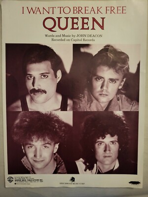QUEEN ''I WANT TO BREAK FREE'' Sheet Music-PIANO/VOCAL/CHORDS-1984-Brand New