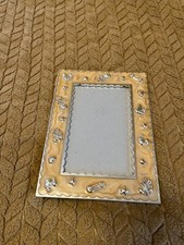 royal doulton baby picture frame tellow enamel gold tone