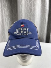 Hat Angry Orchard Hard Cider SnapBack Truckers Hat. Blue Fabric Brown Mesh.EUC