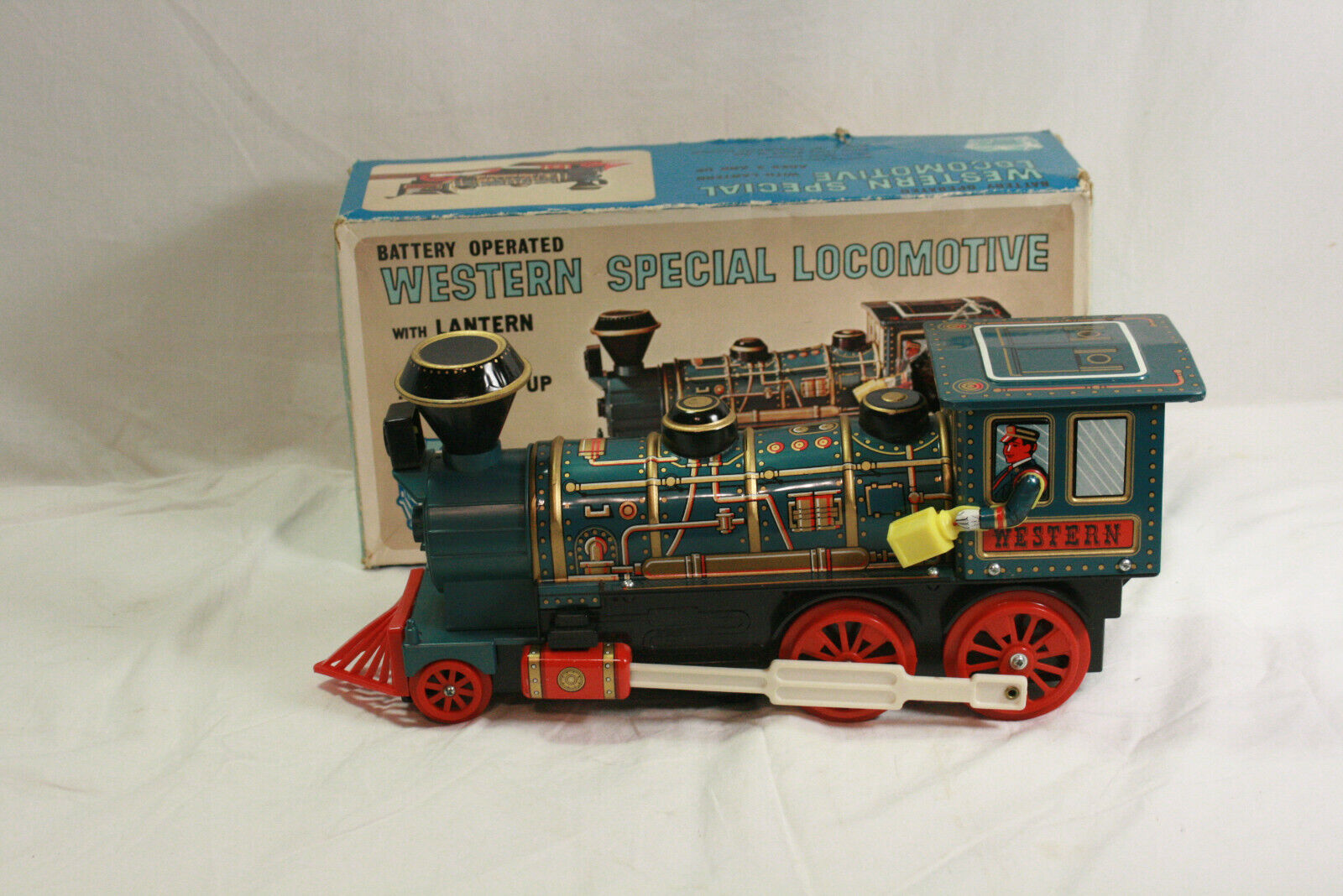 Sears Big Toy Box Batttery Tin Toy Western Special Locomotive w/ Lantern AS IS
