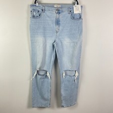 Abercrombie Fitch The 90s Straight Ultra High Rise Jeans 34 / 18 Distressed