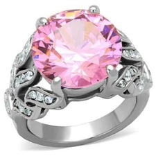 TK1512 - High polished (no plating) Stainless Steel Ring with AAA Grade CZ  in