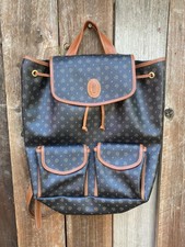 Pollini Monogram Leather Backpack Drawstring