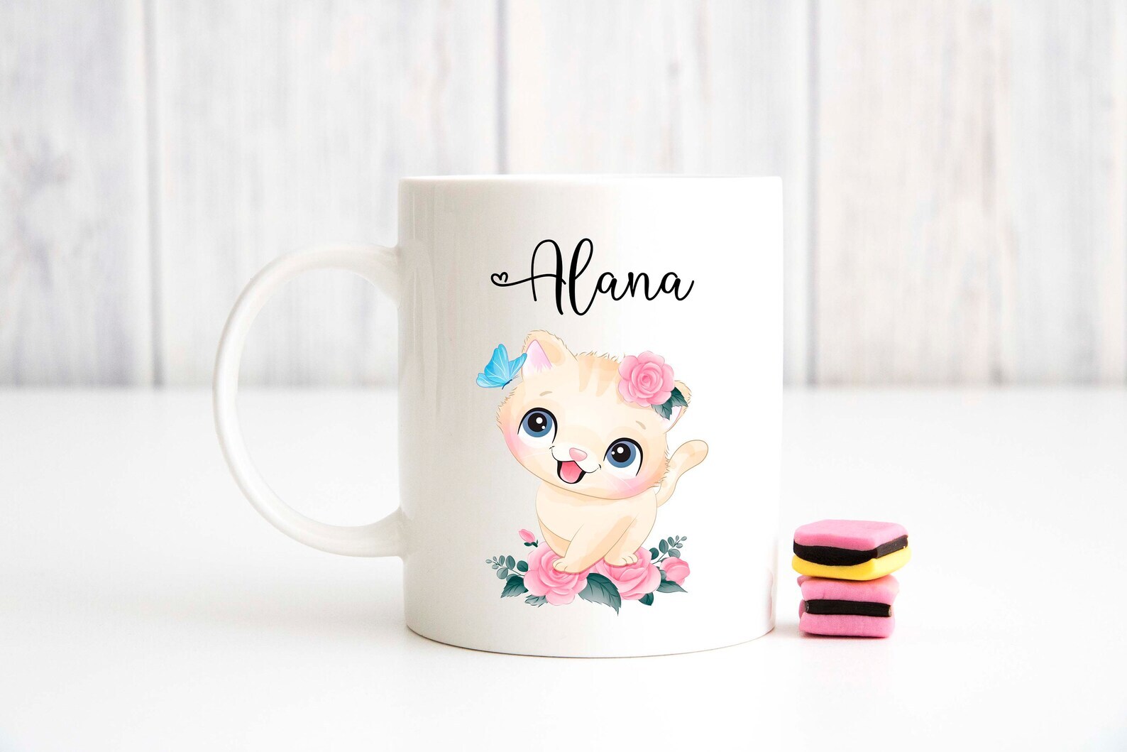 Cat And Rose Mug Cat Gifts For Girls Cute Cat Coffee Mug Cat Flower Cup