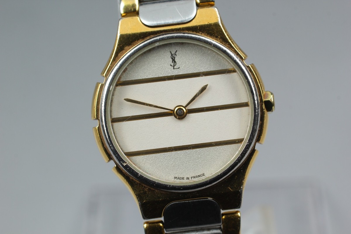 Rare! *EXC+5* YVES SAINT LAURENT THREE LINES Vintage Quartz Watch
