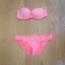 VS neon coral bandeau bikini M