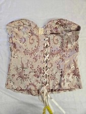 Sharlotte Russi Y2K vintage Floral Satin lace up back corset bustier L
