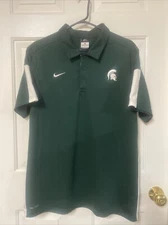 Nike Michigan State Spartans Shirt Mens L Polo Golf Dri-Fit Tour Performance
