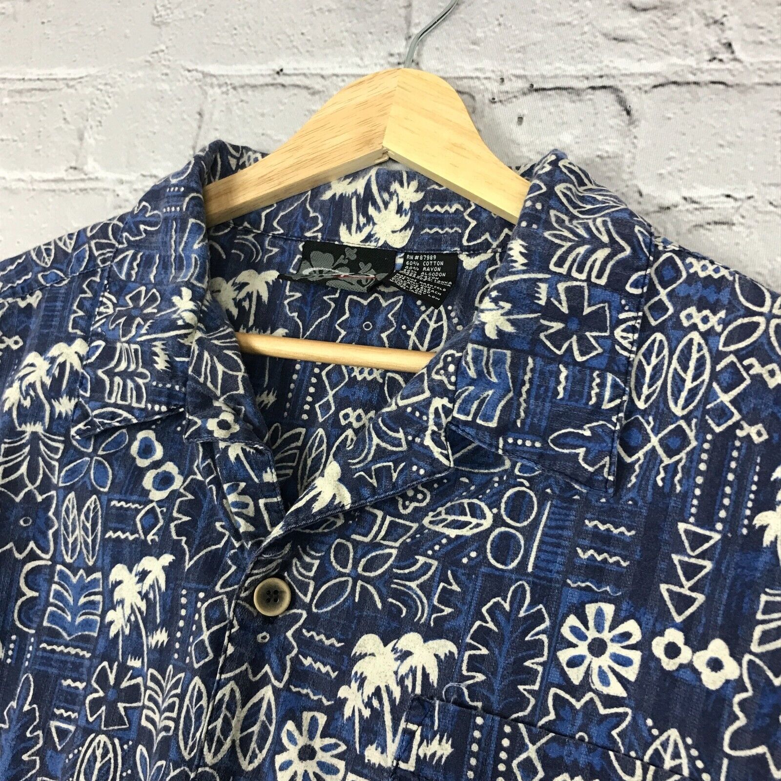 Vintage Ocean Pacific Shirt Mens Large Blue Short… - image 4