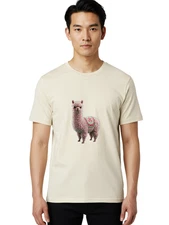 Furry-Llama Mens Graphic Tee, 100% Cotton, Casual Summer Wear