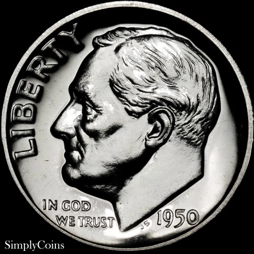 1950 Roosevelt Dime Proof GEM Uncirculated 90% Silver Coin US