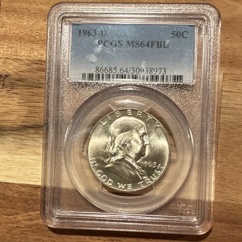 1963-D Franklin Half Dollar PCGS MS64FBL Silver Denver Uncirculated NICE US COIN