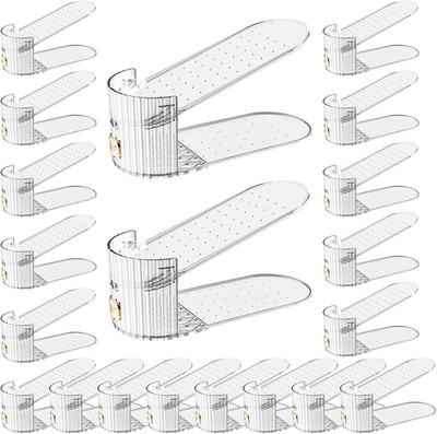 Adjustable Slot Organizer for Pairs of Shoes, Space Saver, Double Deck Riser Rac