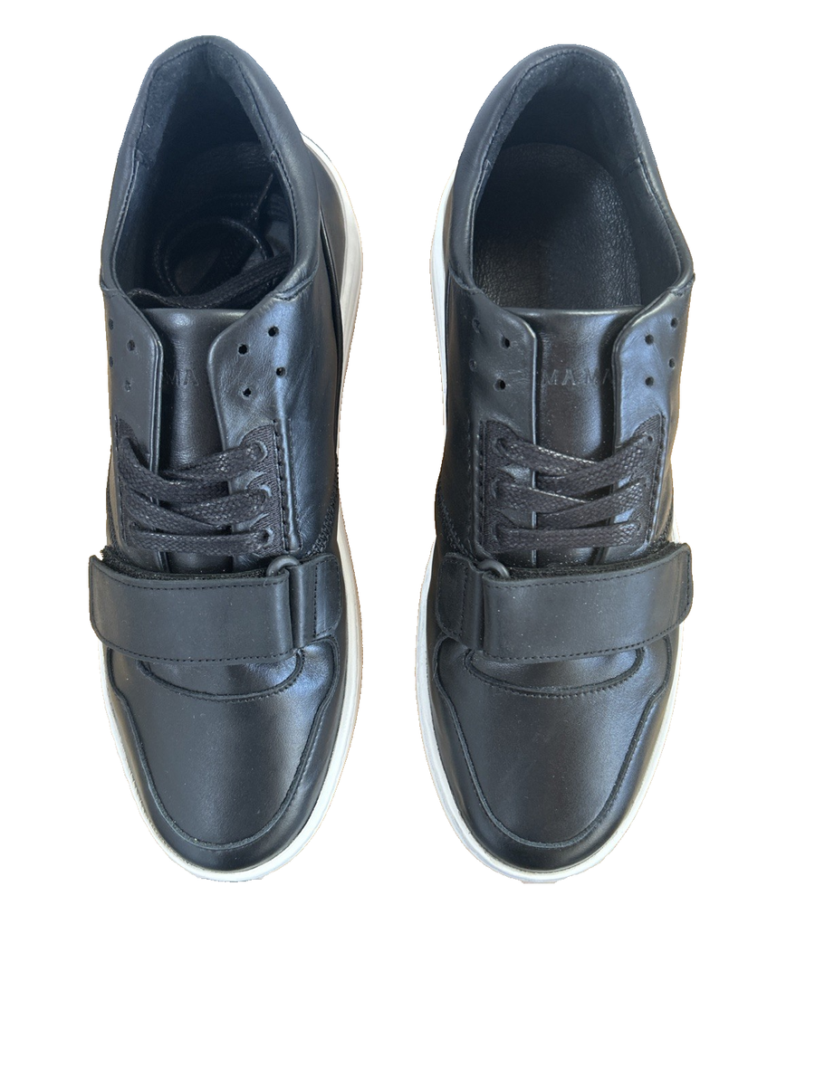 Alma Mater Gamma 4 Black Leather Sneakers Men display picture 1