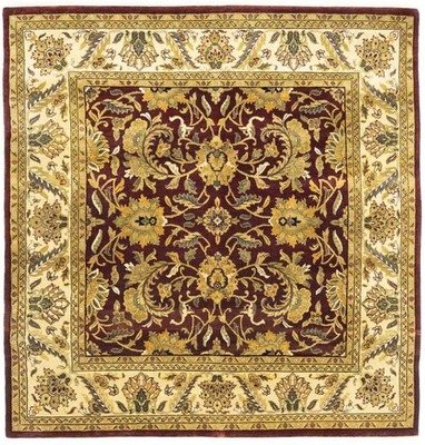 Handmade 8x8 Maron Red Oriental Rug Floral Style Agra Jaipur Decor Carpet