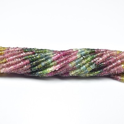 Natural Multi Tourmaline Faceted Tyre Beads 3-3.5mm, Tourmaline Heishi Beads 13''