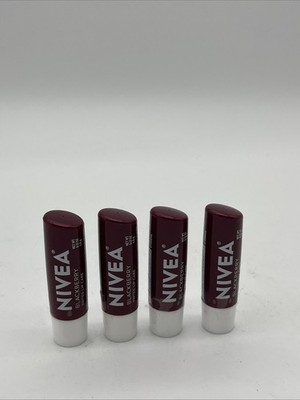 4 Pack Nivea BlackBerry Tinted Scented Lip Care 0.17 oz Discontinued Balm