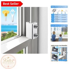 Secure Adjustable Window Locks Set of 2 - Child Safety with Key - Easy Install