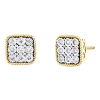 10K Gelbgold Rund Diamant Milgrain Steh Ohrstecker 8Mm 1/5 CT