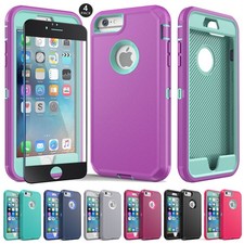 For Apple iPhone 6s Rugged Shockproof Case Hard Protective Cover/ Tempered Glass