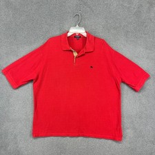 Burberry Polo Mens XXL Red Cotton Short Sleeve Nova Check Placket Logo Luxury
