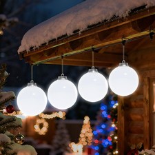 4 Pcs 6" Outdoor LED Ornament, Large Christmas Battery Powered Ball Lights, Xmas