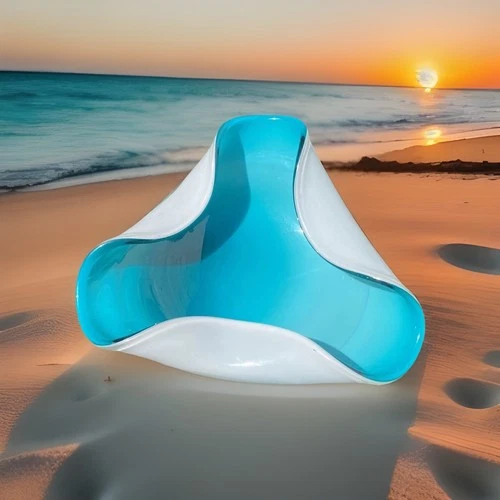 Italian 1960s Murano Handmade Glass Dish - Teal And White