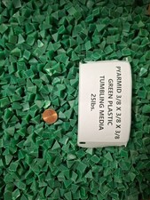 Pyramid 3/8" X 3/8" X 3/8" X Green Plastic Vibratory Tumbling Media, 25 lbs