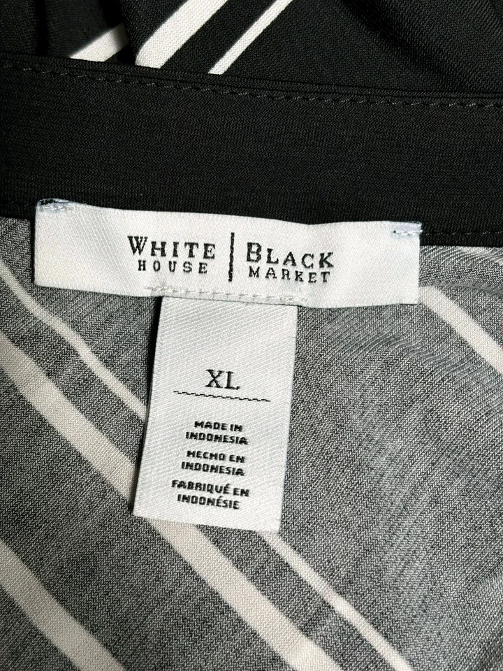 Vestido túnica White House Black Market para mujer XL blanco y negro a rayas informal Foto 3 de 4