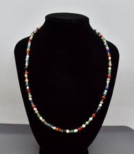 Filigrane MULTICOLOR Edelstein-Halskette+Collier+Ø 4mm+925er Silber+Unikat+#27