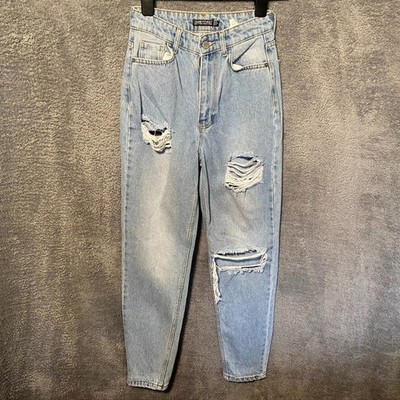 I Saw It First Jeans Damen UK 6 Blau Tapered W24 L28 Distressed