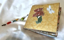 Junk Journal Yellow Paper Bag , All Pockets, Handmade Embellished Ephemera 4x4"