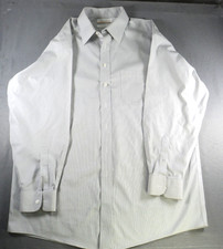 Roundtree  Yorke Gold Label Men's Gray Stripe Dress Shirt Size 16.5-34