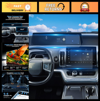 3PCS Tempered Glass Screen Protector for 2025 2026 Ford Expedition 13.2'' & 24'' D