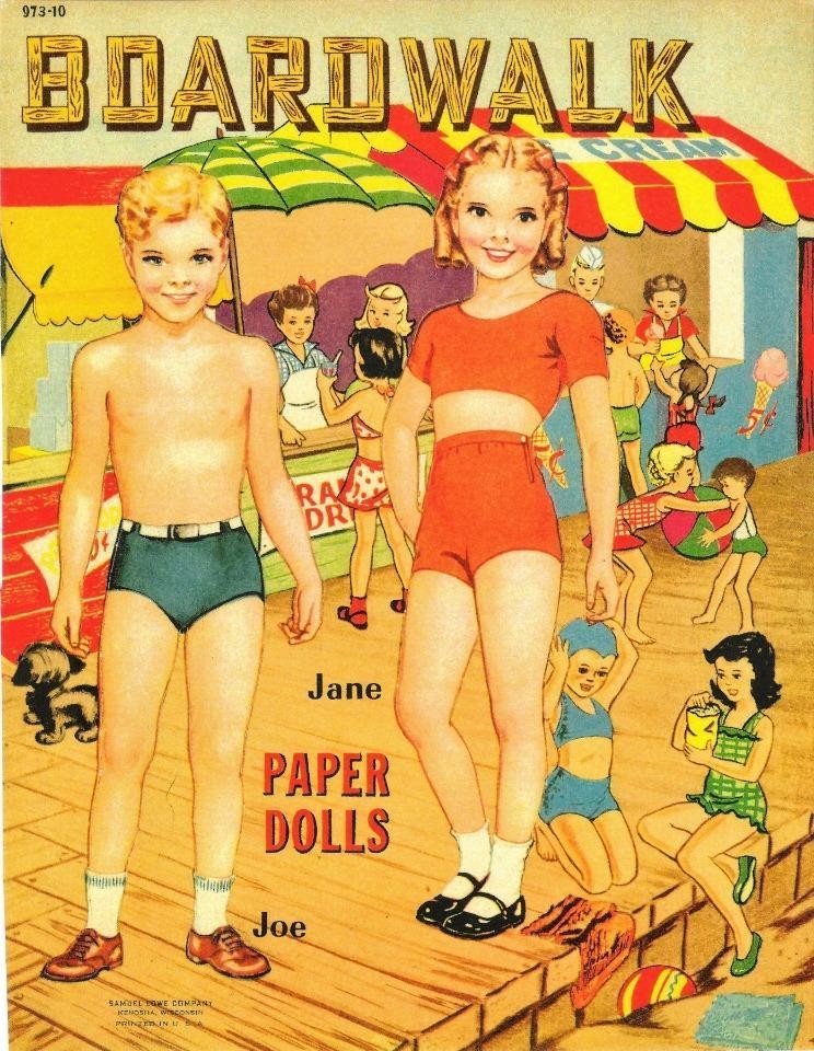 VINTAGE UNCUT BOARDWALK PAPER DOLLS~Circa 1940-1950~ADORABLE #1 TOP REPRODUCTION