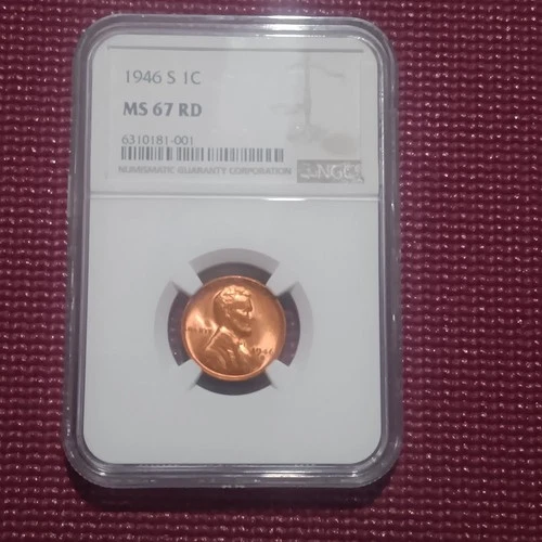 1946-S LINCOLN WHEAT CENT ~ NGC - MS 67
