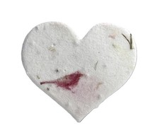 Handmade Paper - Small Heart Shape Seed Embedded Cotton Tags - 1.75" X 1.5" -...
