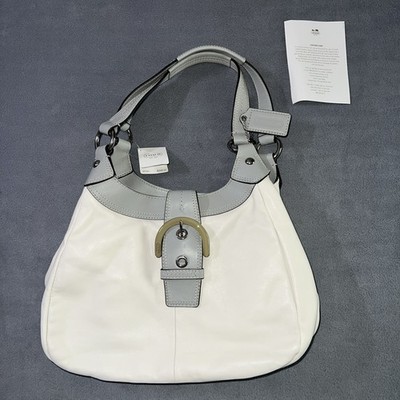 COACH NWT SOHO LYNN WHITE/GRAY LEATHER HANDBAG PURSE # F17219 RETAIL  $358.00