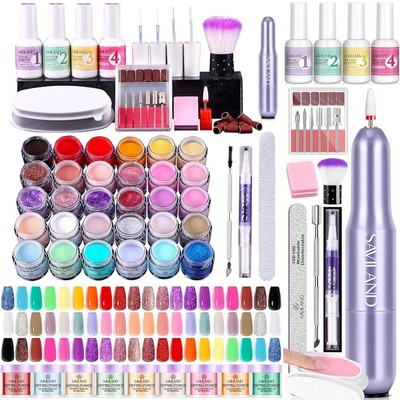Dip Powder Nail Kit with Drill: Starter Set 30 Colors Summer Spring Keratin D...