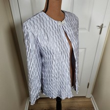 VTG Cachet Bolero Jacket Womens Large Silver Textured Party Club