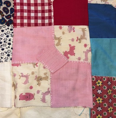 Vintage Handmade Bow Tie Pattern Lap Topper QuiltHand & Machine Stitched 50x40