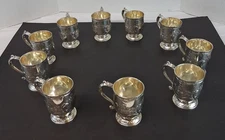 Corbell & Co. Silverplate Set of 10 Goblets Repousse Embossed 6 oz. Footed GUC