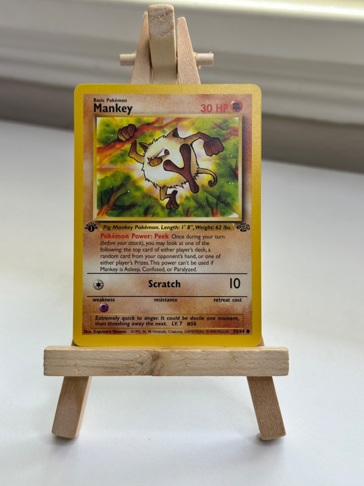 1st Edition Mankey - Jungle - #55/64 - Vintage Pokemon Card 1999 NM