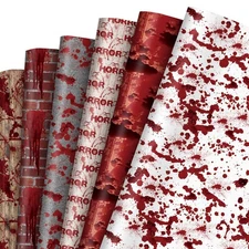 12 Sheets Halloween Bloody Wrapping Paper - Not Roll - Vintage Blood Splatter...